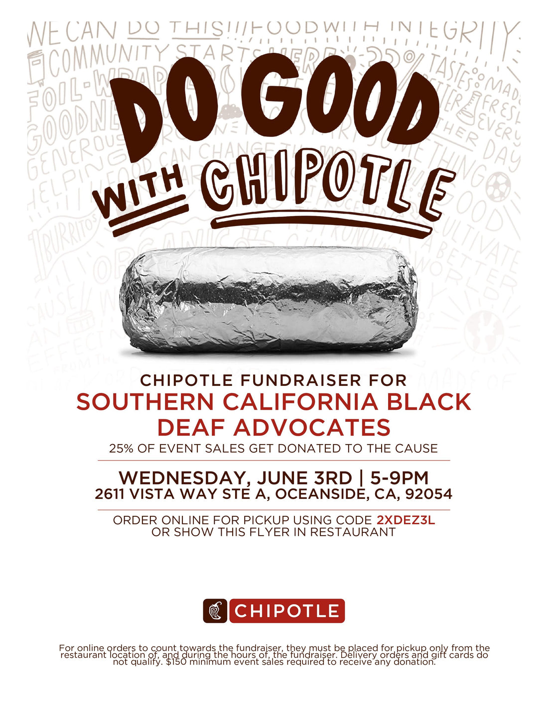 Fundraiser at Chipotle in Oceanside!