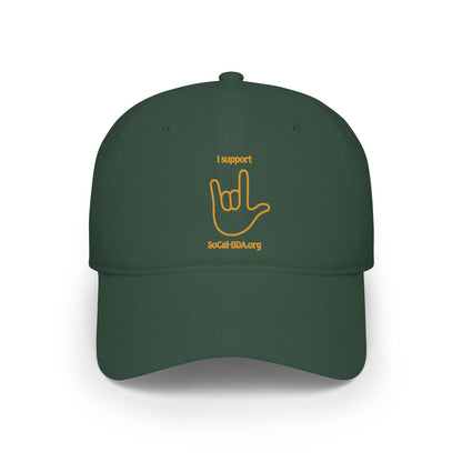 Low Profile Baseball Cap -- ILY handshape with support for SoCal-BDA