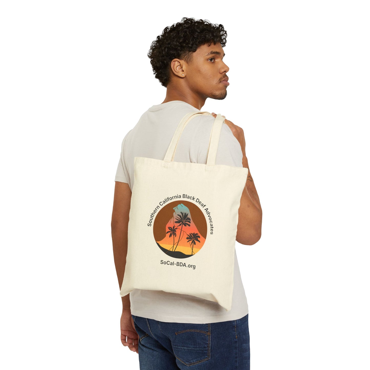 Tote Bag with Southern California Black Deaf Advocates logo