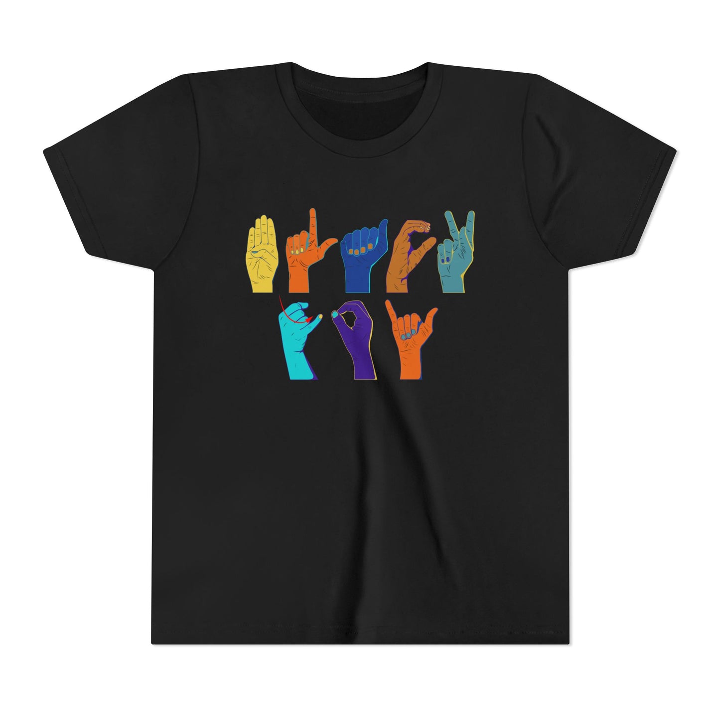BLACK JOY Youth t-shirt - ASL Finger-spelling