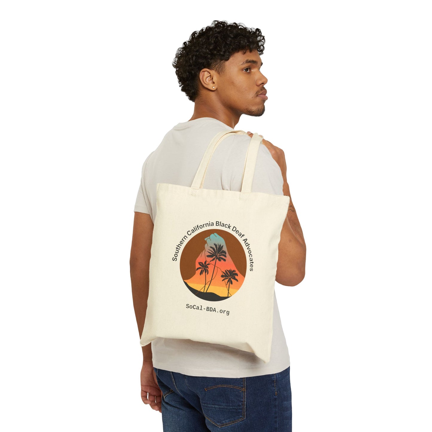 Tote Bag with Southern California Black Deaf Advocates logo